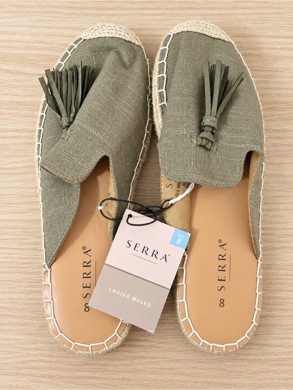Serra Olive Tassel Espadrille Mules